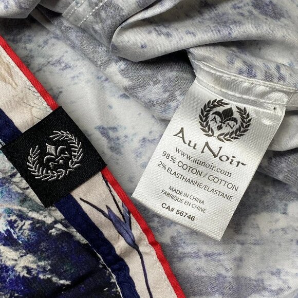 NEW AU NOIR Magnani Indigo Woven Stretch Abstract Button-Down Shirt – Size 4XL - Picture 3 of 11